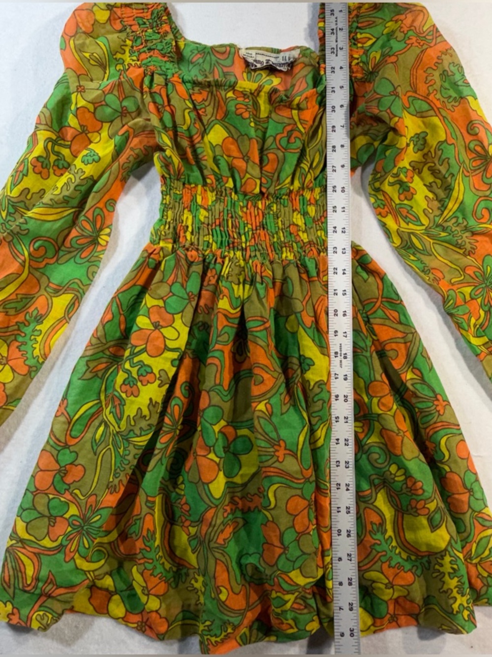Vintage 70's Young Edwardian Psychedelic Mini Dress - Picture 3 of 6